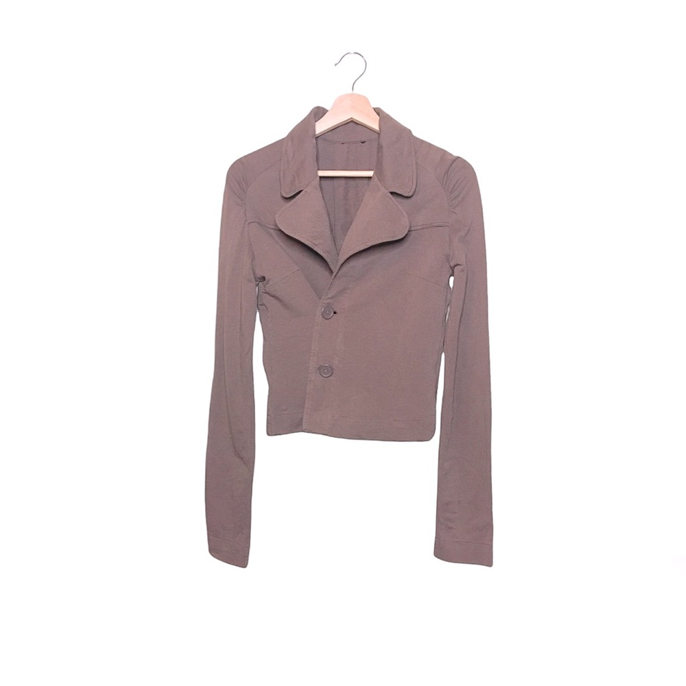 Off-Center Button Jersey Jacket